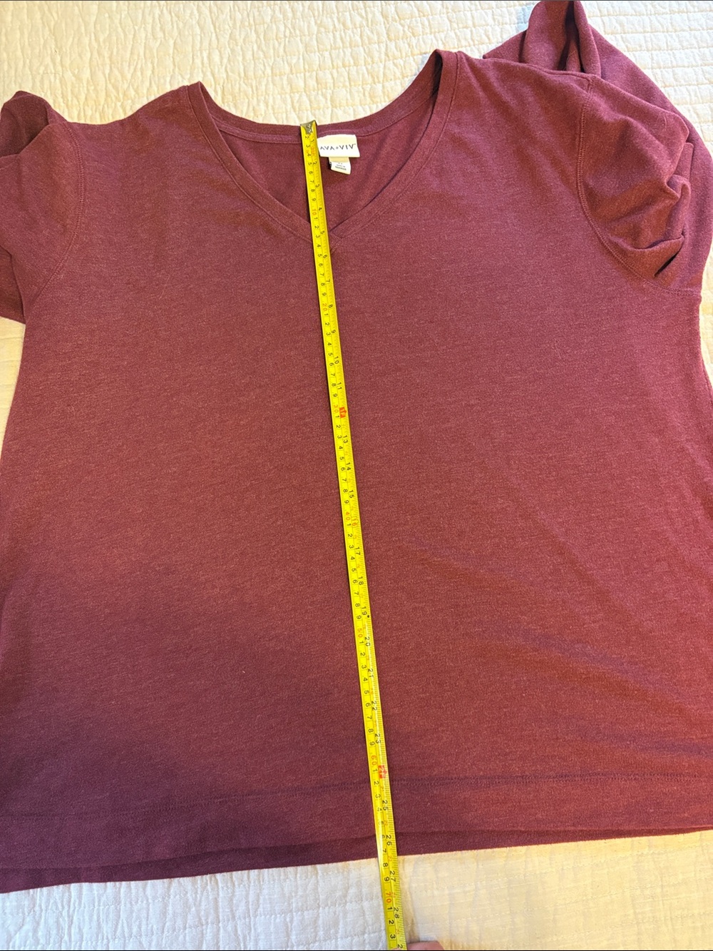 Ava & Viv Long Sleeve V-Neck Top — Burgundy - Picture 9 of 11